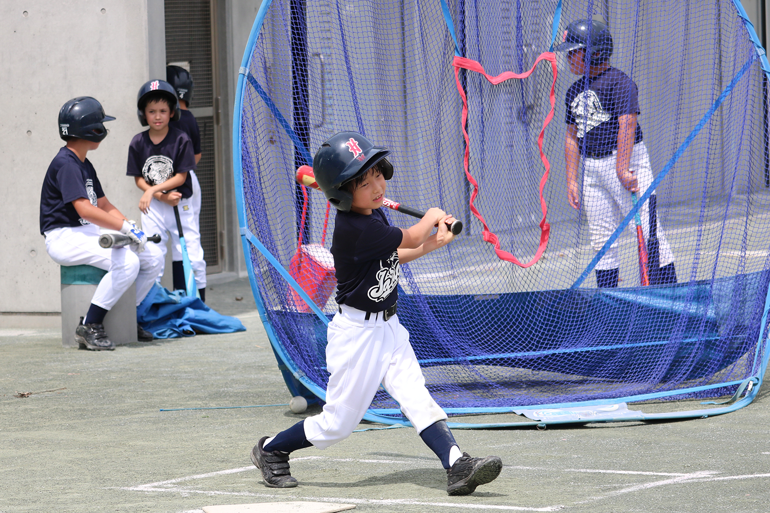 校庭での練習のひとこま